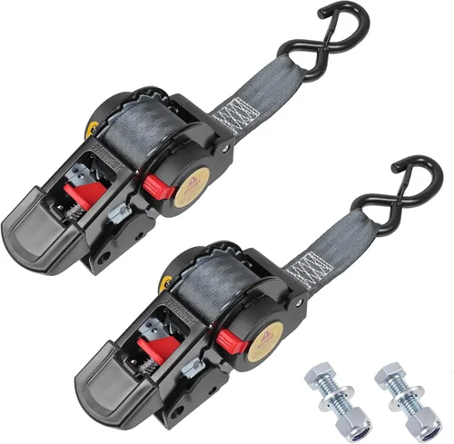 Miniatura 9 de Ayaport Correas de trinquete retráctiles de 1 pulgada x 6 pies, correas de amarre atornilladas al remolque, resistencia a la rotura de 1410 libras