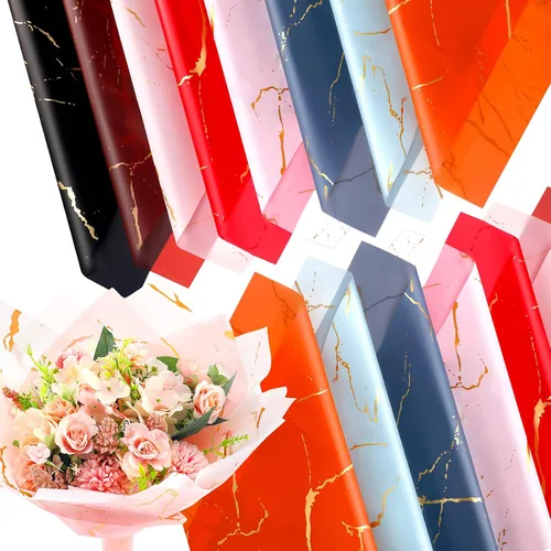 Outus 160 hojas de papel de regalo de flores de doble color, grueso, impermeable, papel de regalo a granel para manualidades, ramo de embalaje de