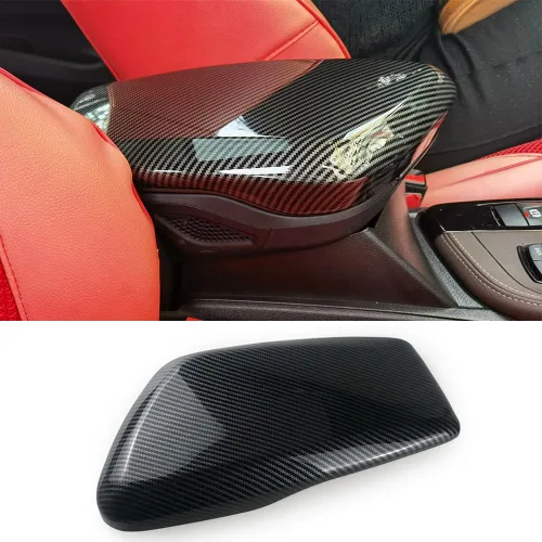 para BMW X1 X2 F39 F48 2016-2023 Cubierta de reposabrazos central de fibra de carbono para interior del automóvil, caja de consola, caja de
