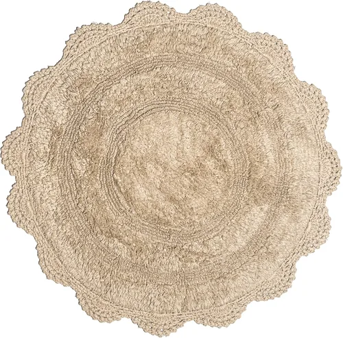 Miniatura 74 de Chardin home Alfombra de baño de ganchillo beige, alfombra de baño ovalada 100% algodón con borde de ganchillo artesanal hecho a mano, alfombra