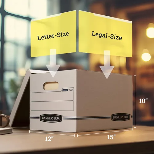 Miniatura 2 de Cajas archivadoras Bankers Box, de uso básico, con tapas, 12 unidades, Carta/Papel legal, STOR/FILE, (00703)