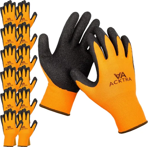 Miniatura 18 de ACKTRA Guantes de trabajo de seguridad de nailon recubierto, 12 pares, muñequera de punto, multiusos, para hombres y mujeres, WG008 poliéster rojo