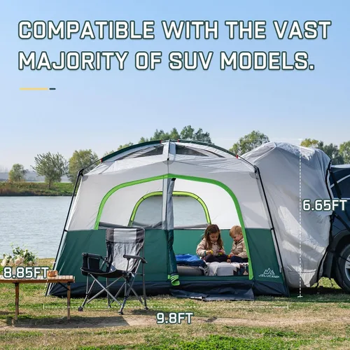 Miniatura 2 de JELUCAMP Tiendas de campaña SUV para acampar impermeables para 6 personas, tienda de campaña familiar para coche con accesorio para puerta trasera