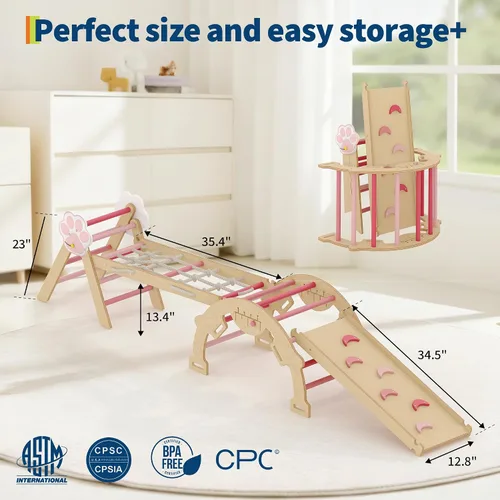 Miniatura 2 de Pikler - Juego de triángulos 4 en 1, juguetes de escalada para niños pequeños con rampa, arco y escalera, juego de escalada con construcción