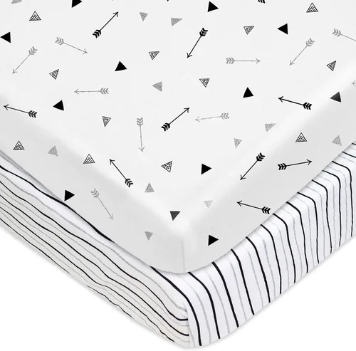 Miniatura 40 de TL Care Paquete de 2 sábanas bajeras ajustables 100% algodón natural de 39 x 27 pulgadas, suaves y transpirables para patio de juegos y colchón