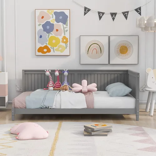Miniatura 12 de Sofá cama de madera de diseño clásico, sofá cama, cama de plataforma, tamaño individual con salud y comodidad para dormitorio, estudio, sala