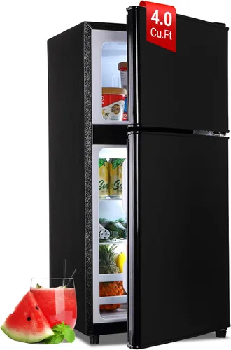 Miniatura 15 de Refrigerador dormitorio con congelador, refrigerador pequeño de 3.45 pies cúbicos con congelador para apartamento, temperatura ajustable de 7