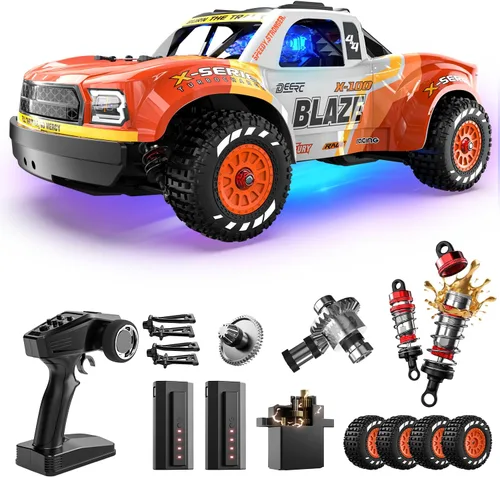 DEERC 1205 1/14 - Auto RC sin escobillas para adultos, máximo 43 mph, camión eléctrico de alta velocidad 4x4 todoterreno a control remoto,