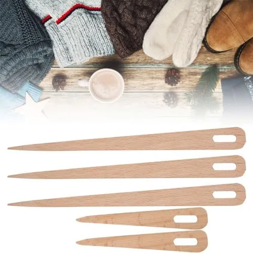 Miniatura 3 de 5 agujas de tejer de ojo grande, aguja de ganchillo de madera para tejer a mano, tenedor de madera, aguja de ojo, herramienta de tejer tapiz