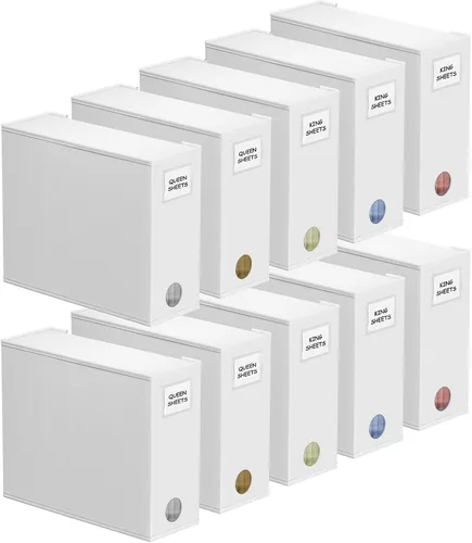 Miniatura 16 de SpaceAid Paquete de 4 organizadores de sábanas y almacenamiento, organizador de sábanas plegable para armario de lino, juego de sábanas con ventana
