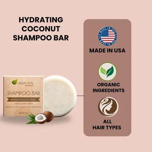 Miniatura 3 de Barra de champú de aceite de coco y argán, hidratante profunda para cabello seco dañado. Champú sólido hidratante y nutritivo para cabello rizado