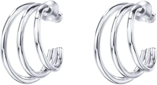 Miniatura 3 de PAVOI 14K Gold Plated Sterling Silver Post Split Huggie Earrings RoseWhiteYellow Gold Earrings for Women