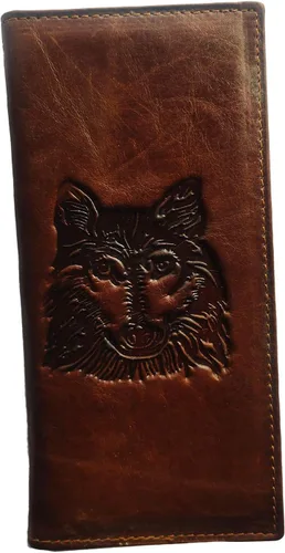 Miniatura 91 de Hombres Cool Eagle Wolf Caballo Totem Cuero Vaca Vertical Cartera Cremallera Multi-tarjeta Titular, Tótem de caballo, Minimalista