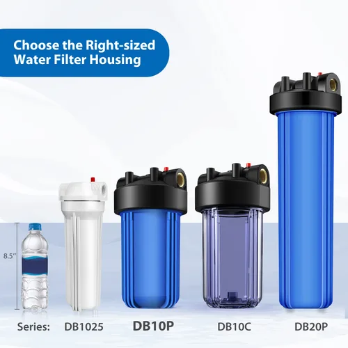 Miniatura 7 de SimPure Carcasa del filtro de agua para toda la casa (DB10P), carcasa universal de filtro de sedimentos y carbón de 10" x 4.5", sistema