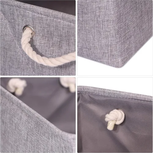 Miniatura 7 de TENABORT Paquete de 4 cestas de almacenamiento grandes, caja de almacenamiento plegable, organizador plegable de tela con asas para armario, hogar