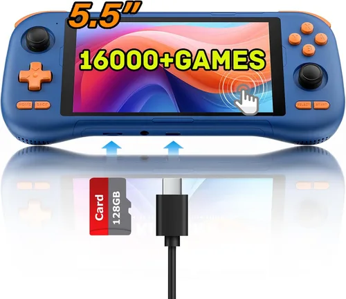 Kinhank K56 Consola de Juegos Portátil Retro con más de 16000 Juegos Integrados, Consola de Juegos Portátil Android 14.0, Pantalla Táctil de 5.5