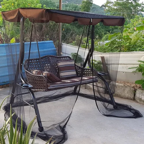 Miniatura 4 de Mosquitera para columpio con techo impermeable, cubierta rectangular de malla para toldo para patio al aire libre, porche, 2/3 plazas, protección