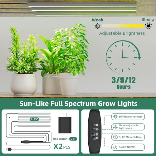 Miniatura 7 de Simple Trending - Soporte de metal alto de 4 niveles con luz de crecimiento, estante de escalera resistente para plantas de interior, soporte