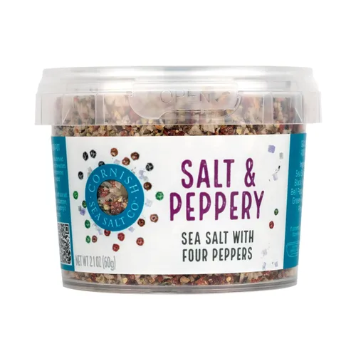 Sal marina de Cornualles y condimentos picantes | Cocina e hidratación | Cosechado a mano en aguas celtas | Tina resellable de 2.1 oz (paquete de 1)