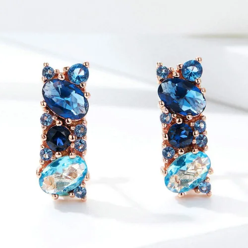 Miniatura 3 de BISAER Mona Lisa Multicolored Crystal Elements Crystal Fashion Bridal Jewelry Sets Necklace and Earrings and Bracelet and Ring for Women Girls