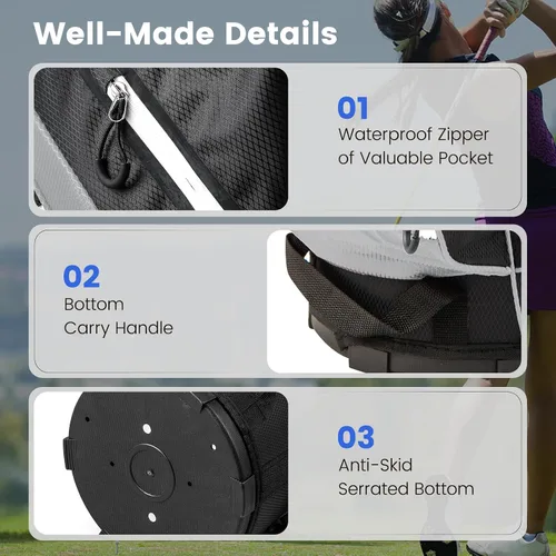 Miniatura 4 de Bolsa de carrito de golf Tangkula con divisores superiores de 14 vías, bolsa ligera para palos de golf con 9 bolsillos, bolsa con enfriador, soporte