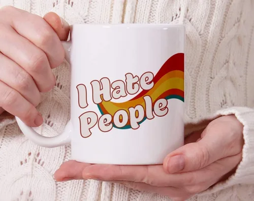 Miniatura 2 de Loftipop Taza de café retro divertida con odio a la gente, regalo sarcástico y gracioso para mujeres introvertidas, hombres, amigos, hermanas