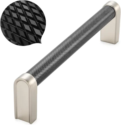 Miniatura 38 de Koofizo - Paquete de 10 tiradores de gabinete estriados para armario, manija negra para muebles (1.1 pulgadas/28 mm), herrajes sólidos K22