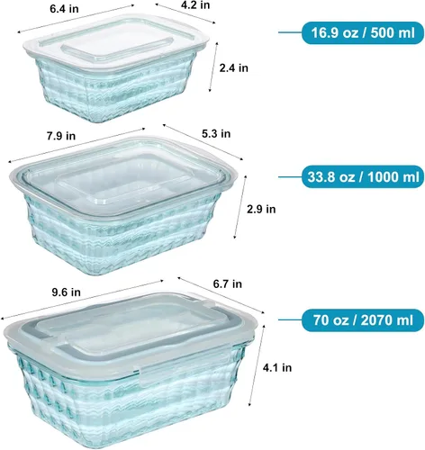 Miniatura 2 de Taiuloo Juego de 3 contenedores de almacenamiento de alimentos con tapas y asas, contenedores de plástico libres de BPA para preparación de comidas