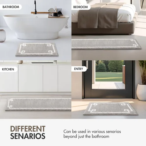 Miniatura 8 de Madison Park Evan Alfombra de Baño de Algodón con Mechones Lavable, Alfombras de Baño Sólidas de Lujo, 20" x 30", Gris