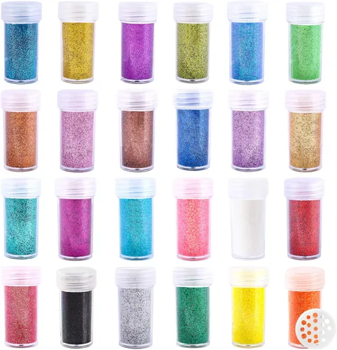 Miniatura 10 de Brillantina extrafina, juego de 24 colores cosméticos para arte de uñas, manualidades de resina, dispensador de polvo de brillantina suelta