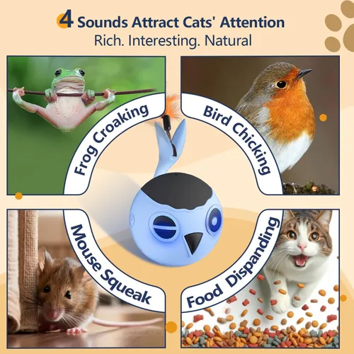 Miniatura 6 de ORSDA Juguetes para Gatos, Juguete Interactivo para Gatos de Interior, Pelota con Pájaro en Movimiento Automático para Gatos Adultos