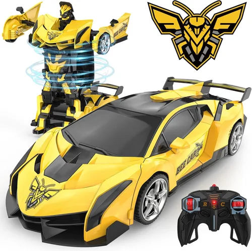 Miniatura 10 de BLUEJAY Transform RC Cars para niños de 4-7 y 8-12 años, auto robot de control remoto 2.4 GHz, escala 1:18, transformación con un botón, rotación