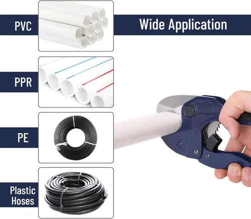 Miniatura 3 de Bates - Cortador de tubería de PVC, corta hasta 1-1/4", herramienta de corte de tubería de PVC de trinquete azul marino, cortadores de tubos de PVC