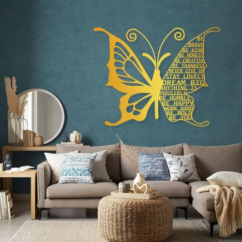 Miniatura 5 de Arte de pared de mariposa de metal, citas motivacionales, decoración de pared con frases positivas, arte de pared inspirador grande, metal de arte