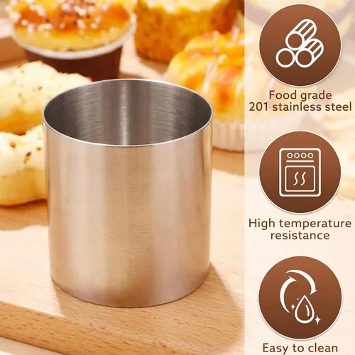 Miniatura 3 de 12 mini anillos redondos para tartas de 2 pulgadas, molde de flan de postre de mousse de acero inoxidable, pequeños aros de pastelería de grado