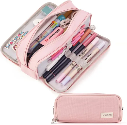 Miniatura 15 de CICIMELON - Estuche de gran capacidad para lápices con 3 compartimentos para la escuela, adolescente, niña, hombre y mujer Azul claro