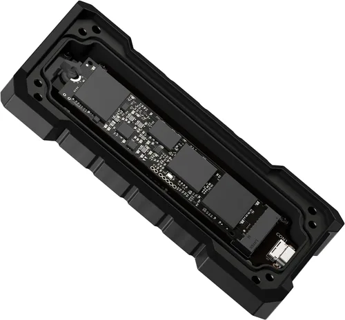 Miniatura 20 de ASUS TUF Gaming A2- Carcasa SSD portátil USB-C 3.2 Gen 2x2, Dual M.2 NVMe PCIe y SATA, resistencia a caídas MIL-STD-810H, resistencia al agua y al