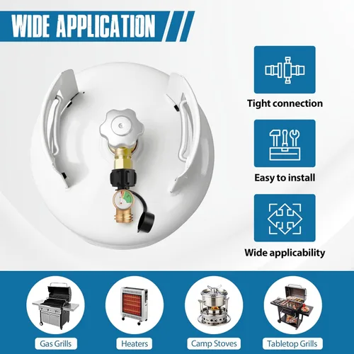 Miniatura 7 de Siziviki Paquete de 2 medidores de tanque de propano con detector de fugas, indicador de nivel universal para tanques de 5 a 40 libras, conector