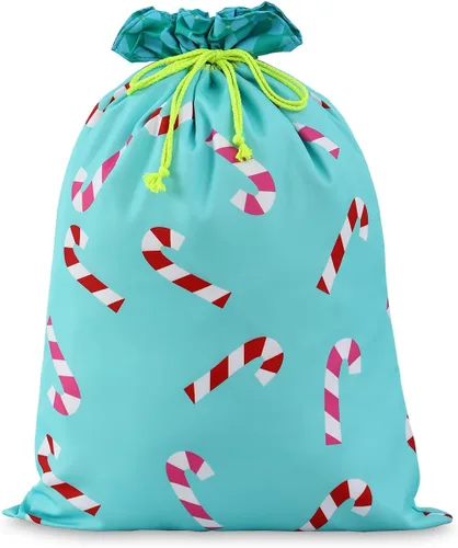 THOVSMOON Saco de Navidad de Papá Noel con cordón, bolsa de regalo de lona de Santa Claus de 19.7 x 27.5 pulgadas, reutilizable, regalos de Navidad