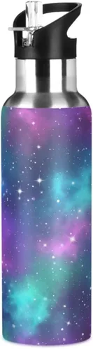 Galaxy Colorful Stainless Steel Water Bottle 20 Oz Leakproof Water Bottles, BPA-Free Sports Water Bottle with Straw