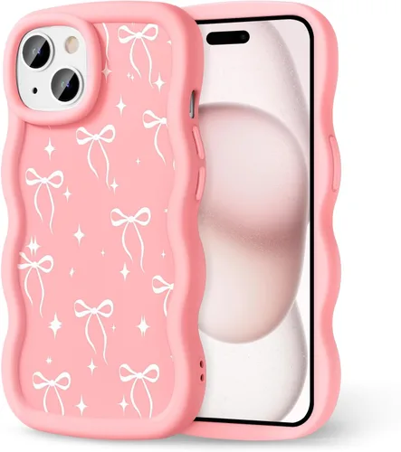Miniatura 215 de Compatible con iPhone SE/8/7 Funda para Mujeres y Niñas, Marco Ondulado Rizado con Patrón Lindo, Estética Delgada Suave Silicona TPU Parachoques