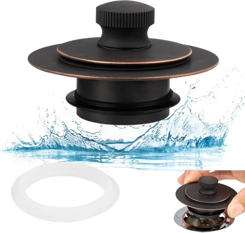 Miniatura 10 de Artiwell Tapón universal de drenaje de baño y tapa de elevación y giro, tapón de drenaje de bañera, reemplaza la elevación y giro, desagües