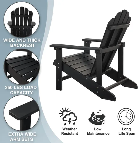 Miniatura 4 de Adirondack - Sillas resistentes a la intemperie, silla de hoguera para patio, sillas de exterior resistentes, sillas de césped, fácil montaje, 350