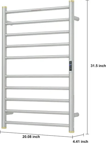 Miniatura 5 de Toallero eléctrico con calentador de toallas, calentador de toallas con temporizador y control de temperatura, montado en la pared, enchufe