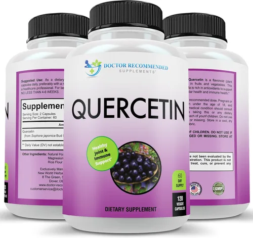 DOCTOR RECOMMENDED SUPPLEMENTS Quercetina 1000 mg por porción – 120 cápsulas vegetales, suplemento vitamínico, suministro de 60 días, (vegano y sin