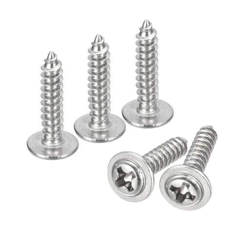 Miniatura 23 de uxcell ST3x6mm Phillips Pan Head Tornillo Autorroscante con Arandela, 100 piezas - Tornillo de madera de acero inoxidable 304 rosca completa (plata)