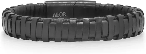 Alor Pulsera de Cuero Envuelto - Pulsera de Cuero y Acero Inoxidable para Hombre - Brazaletes para Hombre - Joyería para Hombre