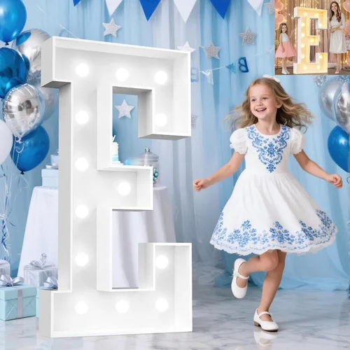 Miniatura 34 de Pooqla Letras de marquesina iluminadas de 3 pies, letras de marquesina con luz LED blanca fría y blanca cálida, letras de mosaico gigante para Letra