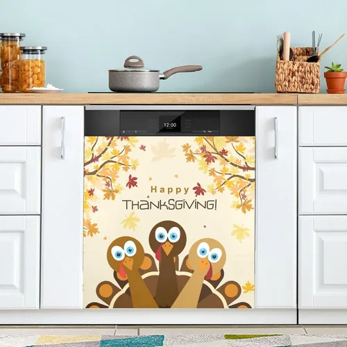Cubierta magnética para lavavajillas con diseño de pavo de Acción de Gracias, para puerta delantera, otoño, otoño, fundas decorativas para