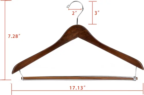 Miniatura 3 de Quality Hangers Perchas de madera hermosas y resistentes para abrigos, perchas curvas, ideales para viajeros, colgador resistente con barra